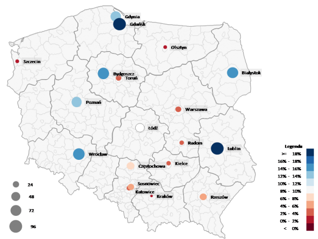 Mapa Polski Excel Odc 10 Jak Przedstawić Na Mapie Oddziałów Jednocześnie Dwie Zmienne 6856