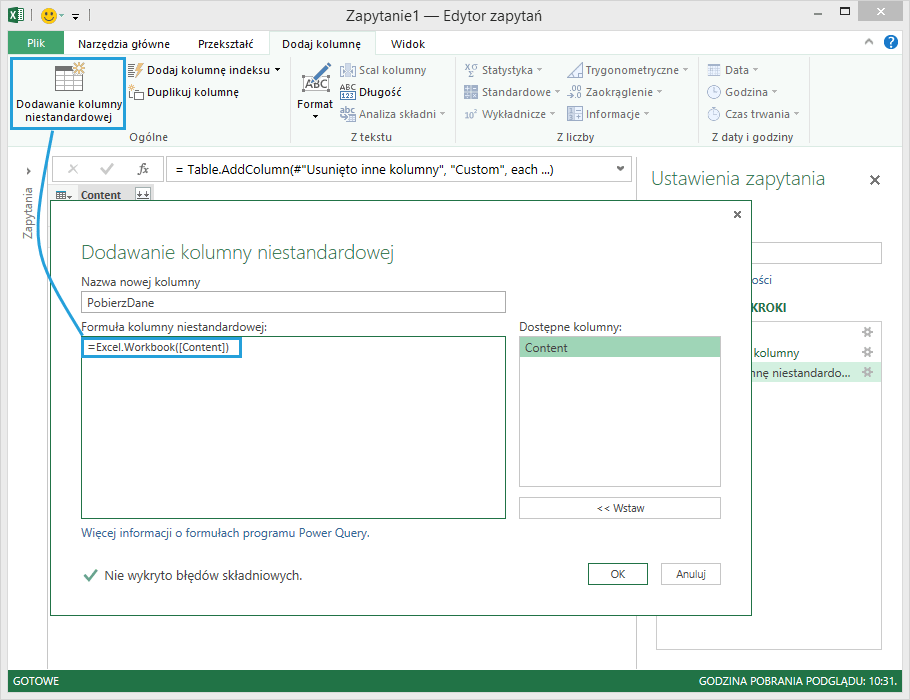 Power Query - łaczenie plikow z folderu 5