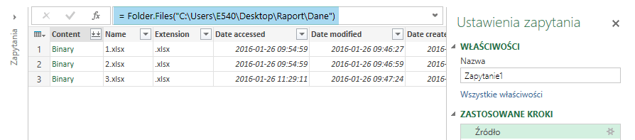 Power Query - skrypt importu z folderu