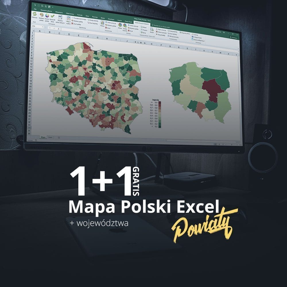 Mapa Polski Excel Powiaty + Województwa