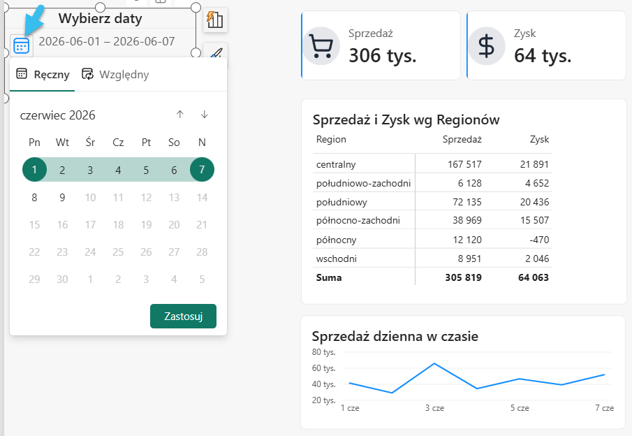 Jak wygodnie filtrować daty w Power BI? Poznaj Selektor dat (ang. Date Picker) 5 Jak wygodnie filtrować daty w Power BI? Poznaj Selektor dat (ang. Date Picker) 4