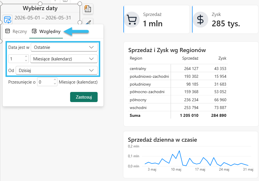 Jak wygodnie filtrować daty w Power BI? Poznaj Selektor dat (ang. Date Picker) 6 Jak wygodnie filtrować daty w Power BI? Poznaj Selektor dat (ang. Date Picker) 5