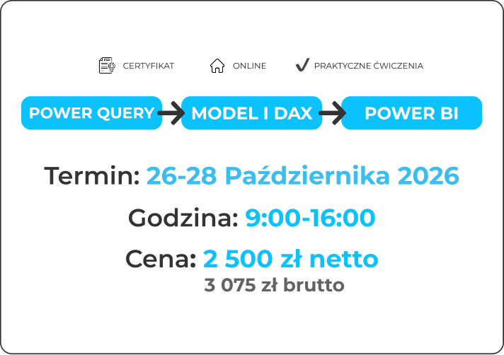 [SZKOLENIE OTWARTE] Power BI Desktop – pobieranie danych, budowa modelu danych i projektowanie dashboardów